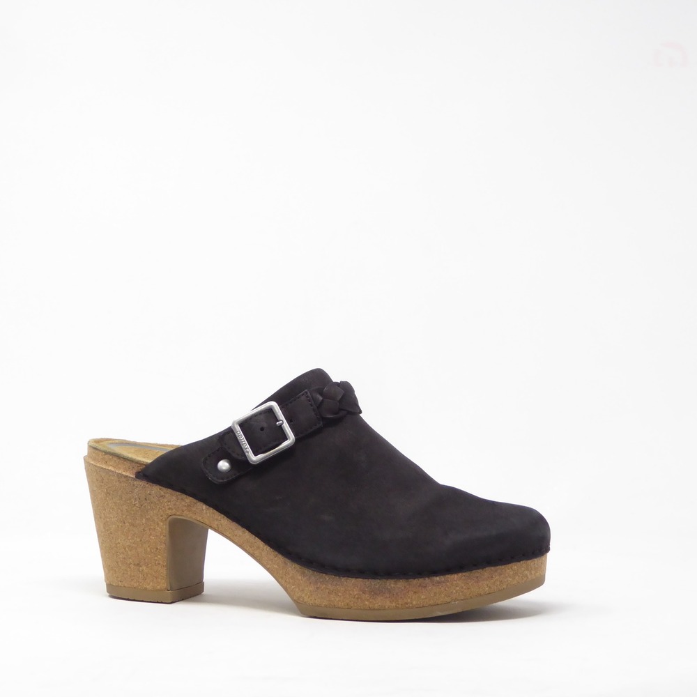 Aetrex Women Clogs Black Corey Leather Braided Strap Platform Heels 40 / 9